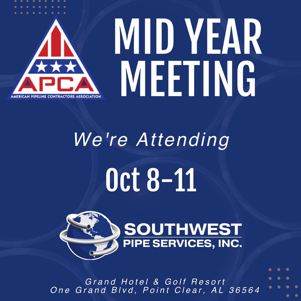 Southwest Pipe Services to Attend the 2025 American Pipeline Contractors Association Mid-Year Meeting in Alabama